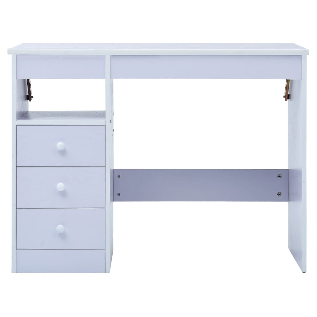 Tiltable Children's Drawing Desk - White Wood Study Table