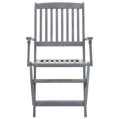 9 Piece Garden Dining Set Solid Acacia Wood Grey