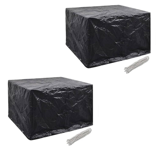 Durable Black Poly Rattan Garden Furniture Covers, 2pcs Set, 113cm