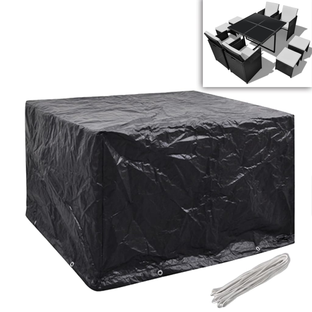 Durable Black Poly Rattan Garden Furniture Covers, 2pcs Set, 113cm