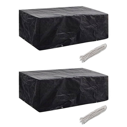 Durable Black Garden Furniture Covers Set, 8 Eyelets, 200x160x70 cm
