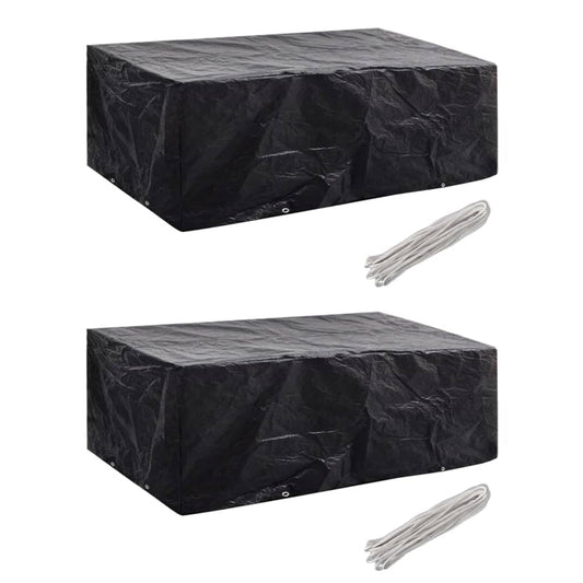 Durable Black Garden Furniture Covers Set, 8 Eyelets, 200x160x70 cm