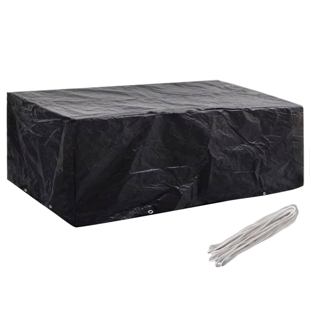 Durable Black Garden Furniture Covers Set, 8 Eyelets, 200x160x70 cm