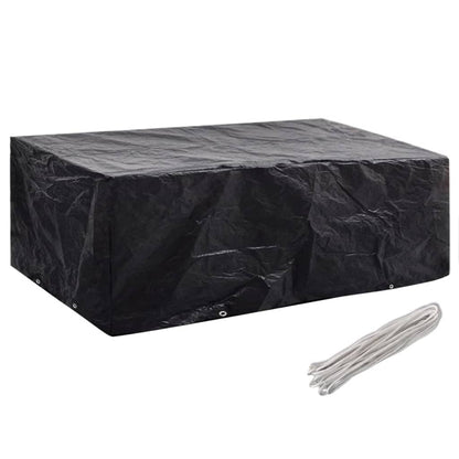 Durable Black Garden Furniture Covers Set, 8 Eyelets, 200x160x70 cm