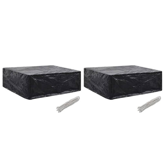 Waterproof Grey Garden Furniture Covers 2pcs, 8 Eyelets, 250x210x90 cm