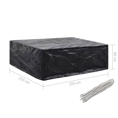 Waterproof Grey Garden Furniture Covers 2pcs, 8 Eyelets, 250x210x90 cm
