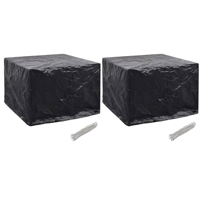 Durable Black Garden Furniture Covers, 2 Pcs, 8 Eyelets, 122x112x98 cm