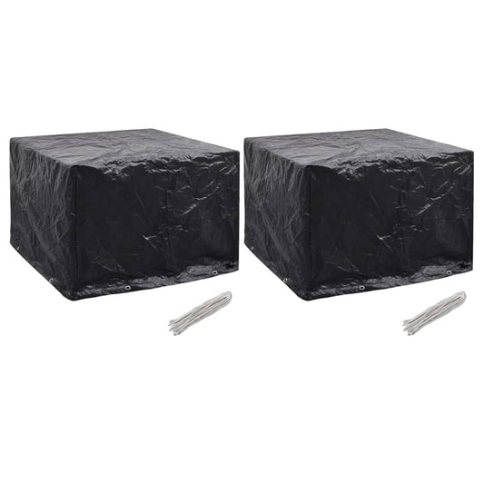 Durable Black Garden Furniture Covers, 2 Pcs, 8 Eyelets, 122x112x98 cm