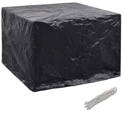 Durable Black Garden Furniture Covers, 2 Pcs, 8 Eyelets, 122x112x98 cm