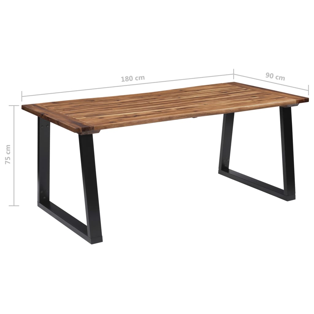 Solid Acacia Wood Dining Table 180x90 cm - Natural Finish