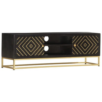 TV Cabinet Black and Gold 120x30x40 cm Solid Mango Wood