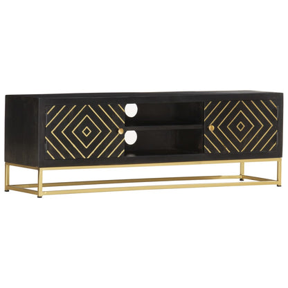 TV Cabinet Black and Gold 120x30x40 cm Solid Mango Wood