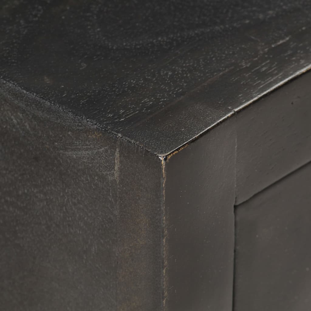 Black & Gold Bedside Cabinet - 40x30x50cm Solid Mango Wood