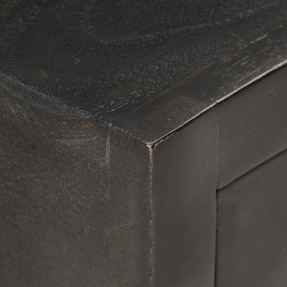 Black & Gold Bedside Cabinet - 40x30x50cm Solid Mango Wood