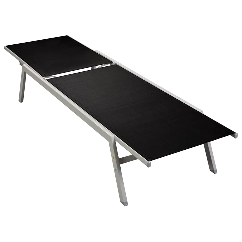 Black Textilene & Steel Sun Lounger - Durable Outdoor Comfort