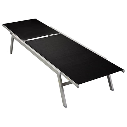 Black Textilene & Steel Sun Lounger - Durable Outdoor Comfort