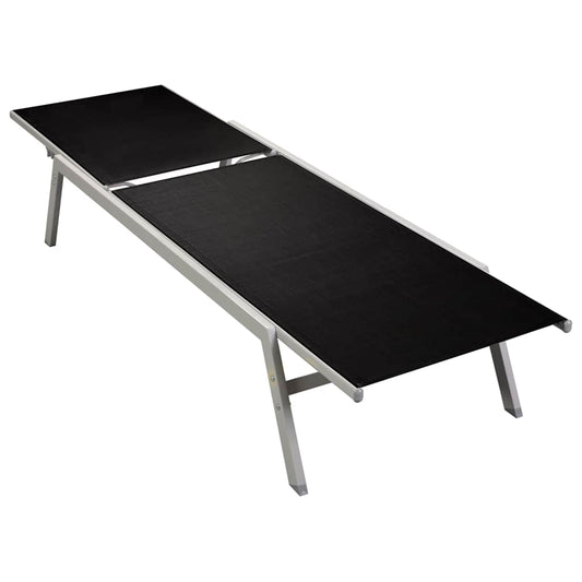 Black Textilene & Steel Sun Lounger - Durable Outdoor Comfort