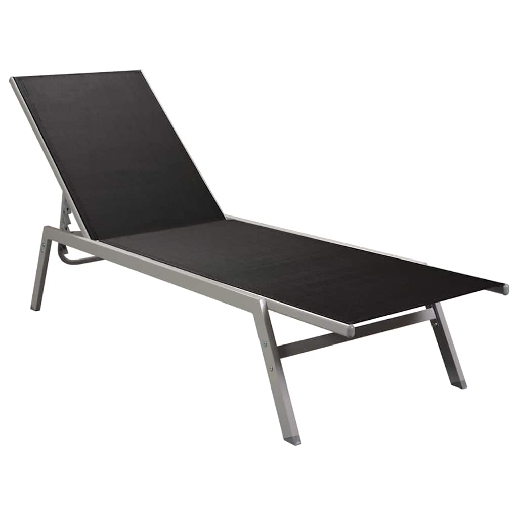 Black Textilene & Steel Sun Lounger - Durable Outdoor Comfort