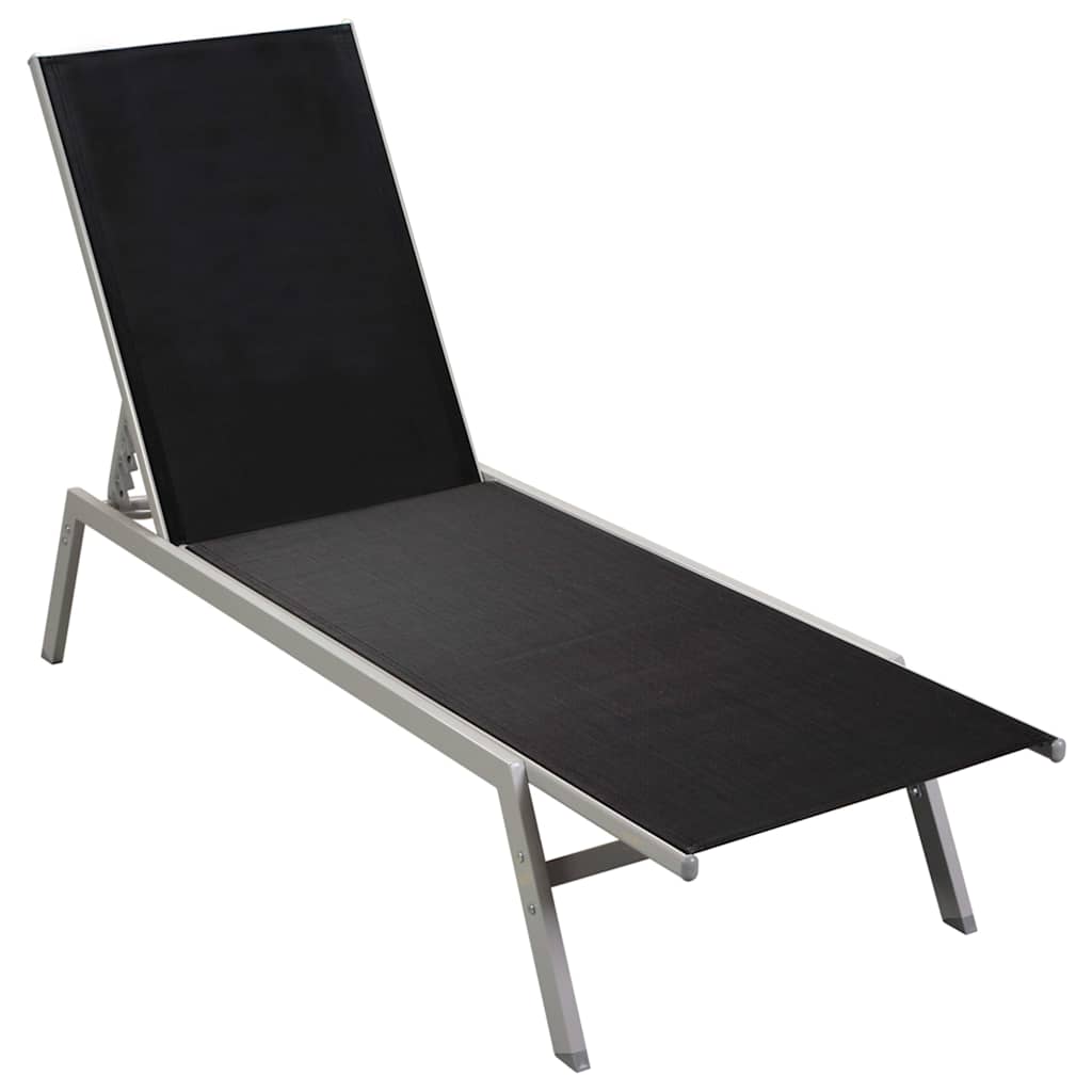 Black Textilene & Steel Sun Lounger - Durable Outdoor Comfort