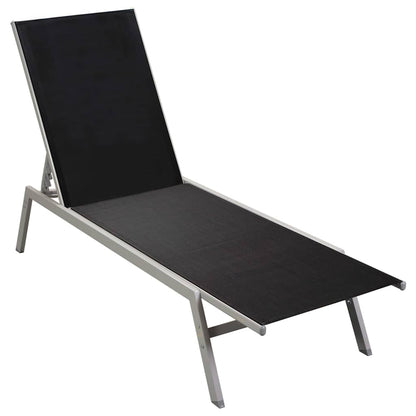 Black Textilene & Steel Sun Lounger - Durable Outdoor Comfort