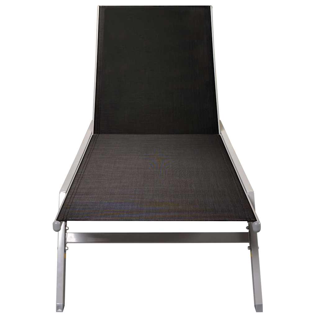 Black Textilene & Steel Sun Lounger - Durable Outdoor Comfort