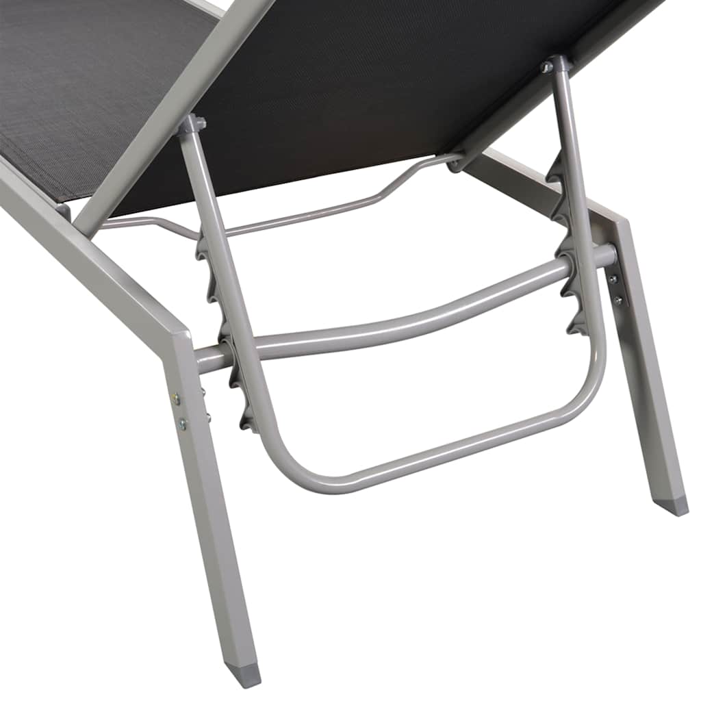 Black Textilene & Steel Sun Lounger - Durable Outdoor Comfort