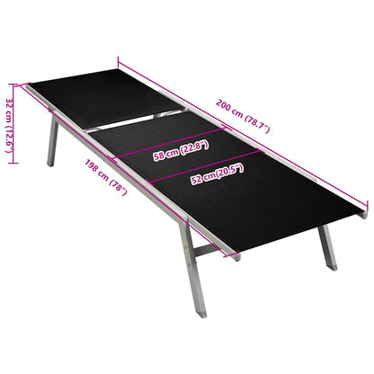 Black Textilene & Steel Sun Lounger - Durable Outdoor Comfort