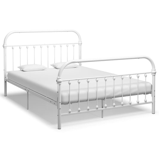 Bed Frame without Mattress with Headboard White 160x200 cm Metal