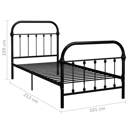 Black Metal Bed Frame 90x200 cm - vidaXL 284498 (No Mattress)