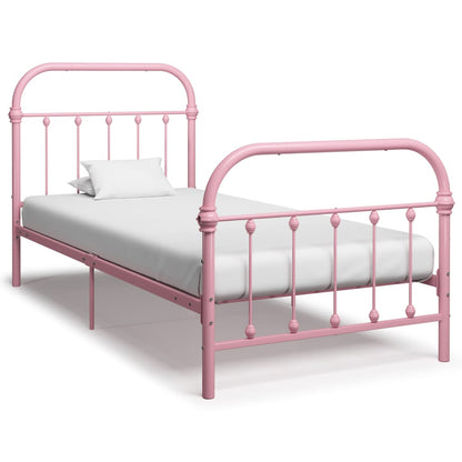 Pink Metal 90x200 cm vidaXL Bed Frame - No Mattress Included