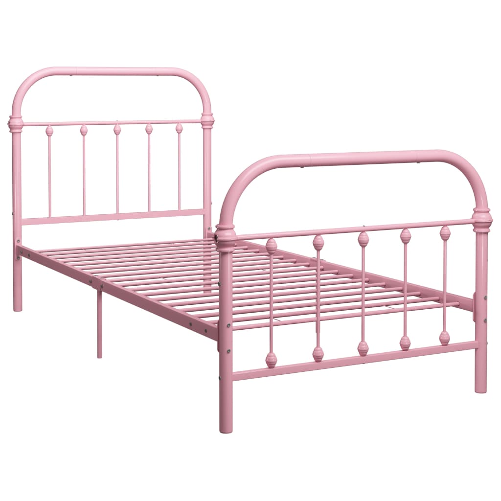 Pink Metal 90x200 cm vidaXL Bed Frame - No Mattress Included
