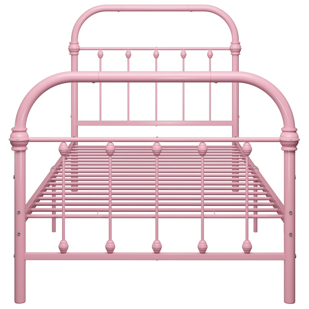 Pink Metal 90x200 cm vidaXL Bed Frame - No Mattress Included