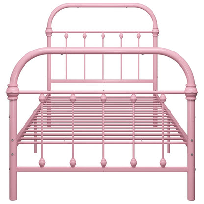 Pink Metal 90x200 cm vidaXL Bed Frame - No Mattress Included