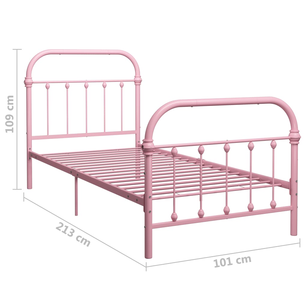 Pink Metal 90x200 cm vidaXL Bed Frame - No Mattress Included
