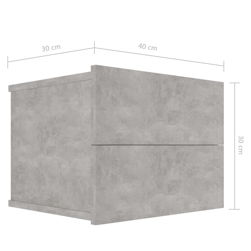 Concrete Grey Bedside Cabinets 2pcs - 40x30x30 cm Engineered Wood