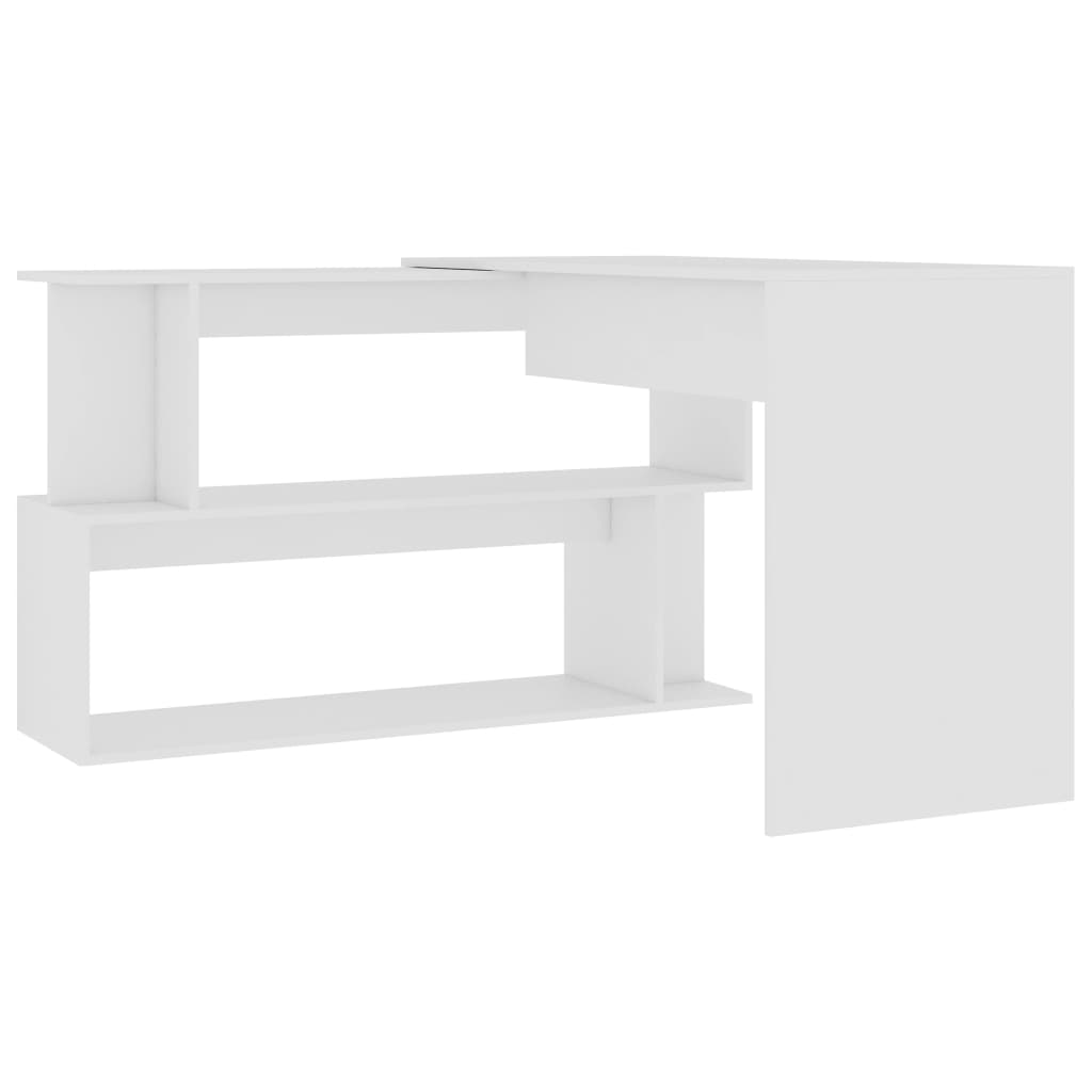 Sleek White Engineered Wood Corner Desk 200x50x76 cm