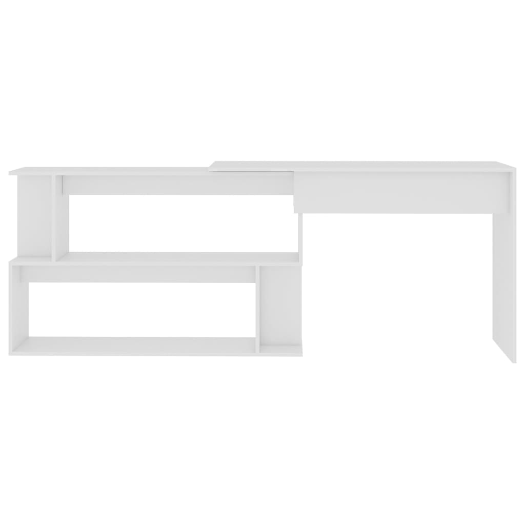 Sleek White Engineered Wood Corner Desk 200x50x76 cm