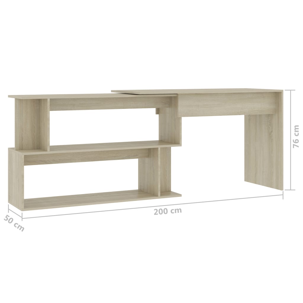 Sonoma Oak Corner Desk 200x50x76 cm - Engineered Wood