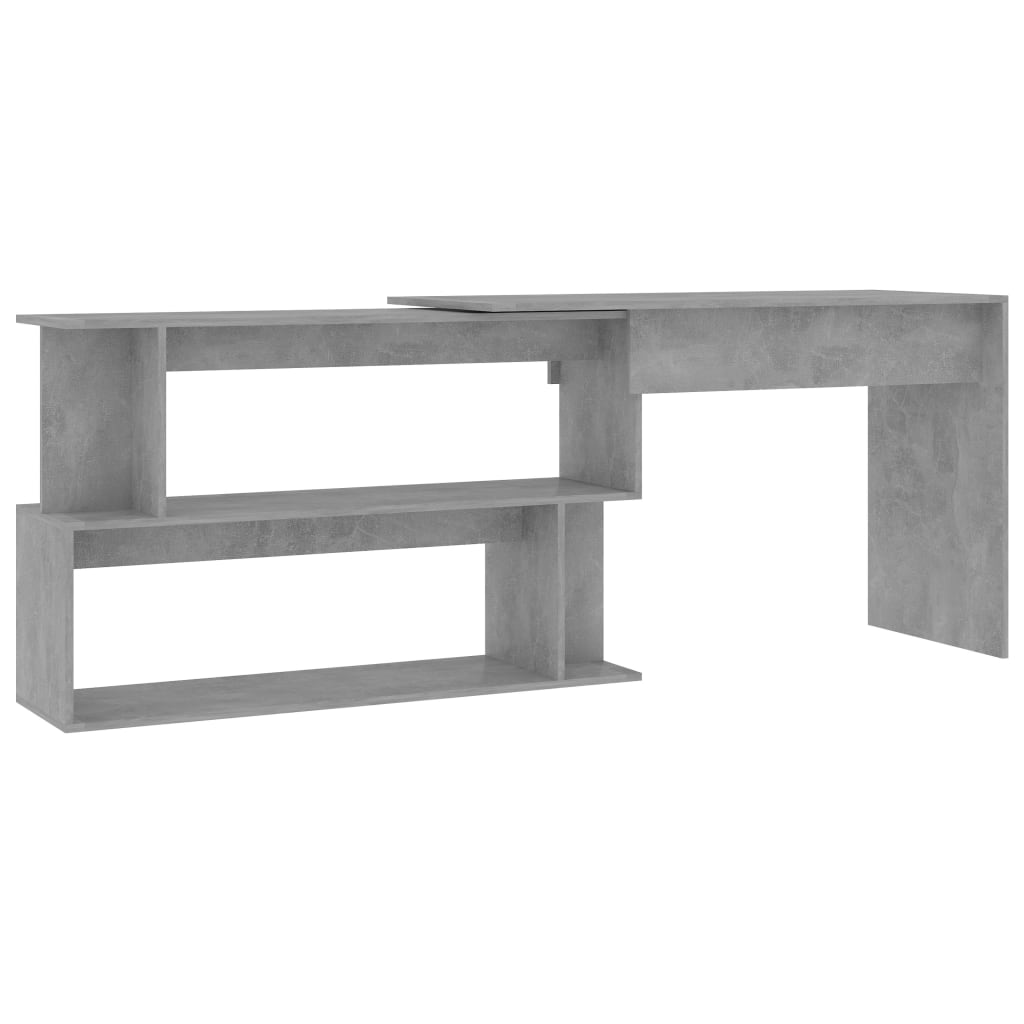 Concrete Grey Engineered Wood Corner Desk 200x50x76 cm