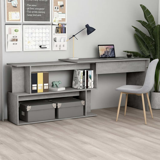 Concrete Grey Engineered Wood Corner Desk 200x50x76 cm