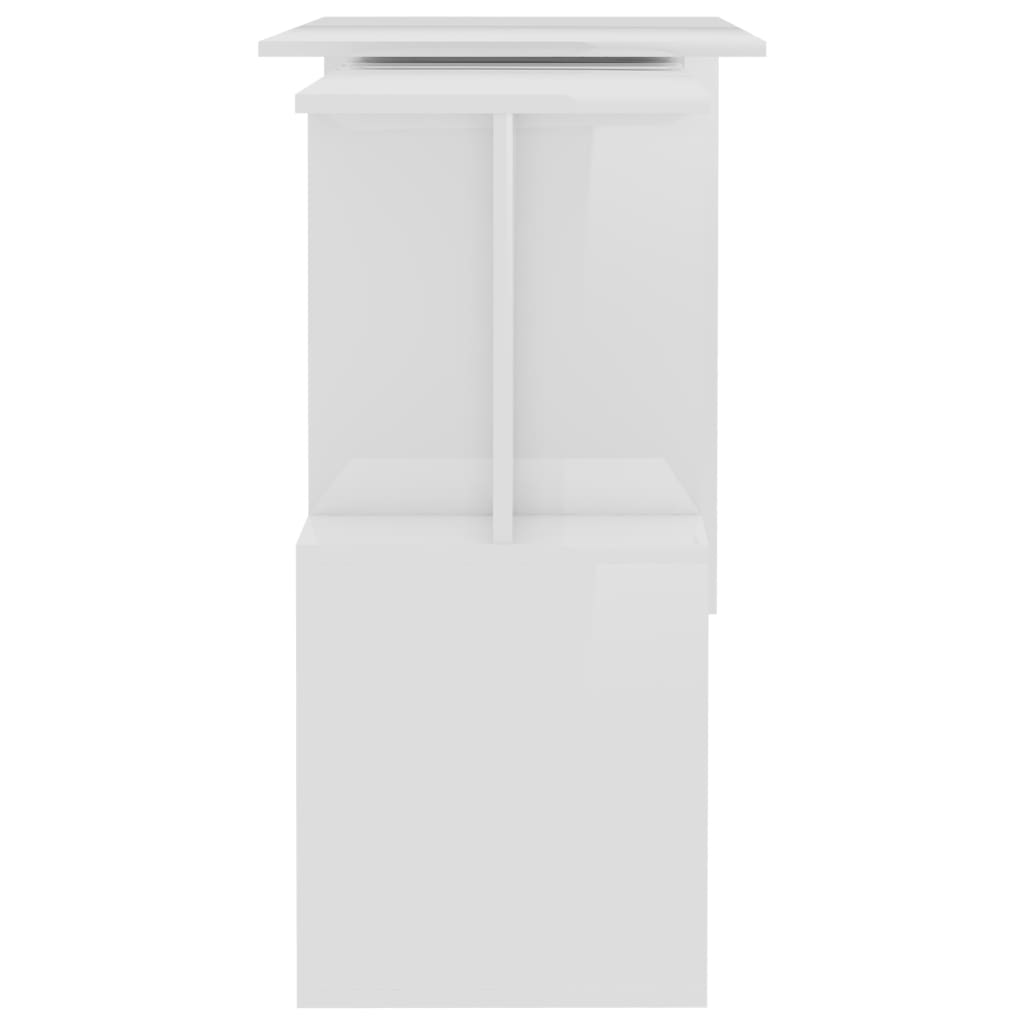 High Gloss White Corner Desk, Engineered Wood, 200x50x76 cm