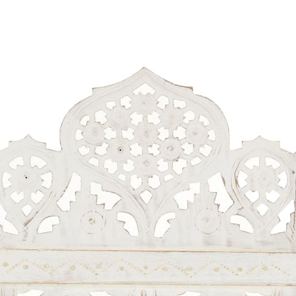 White Solid Mango Wood Hand-Carved Room Divider, 3-Panel, 120x165 cm