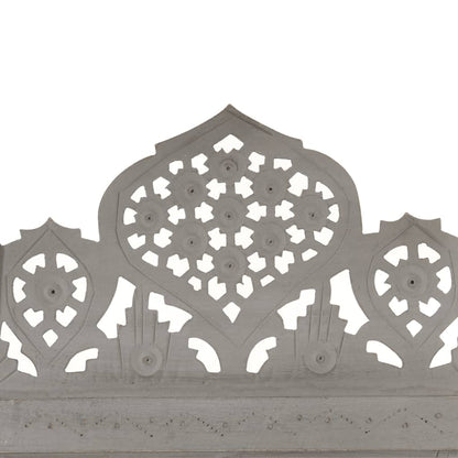 Hand-Carved Grey Solid Mango Wood 3-Panel Room Divider (120x165cm)