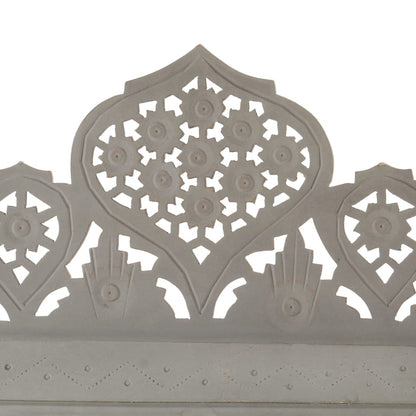 Grey Solid Mango Wood 4-Panel Room Divider - Hand Carved 160x165 cm