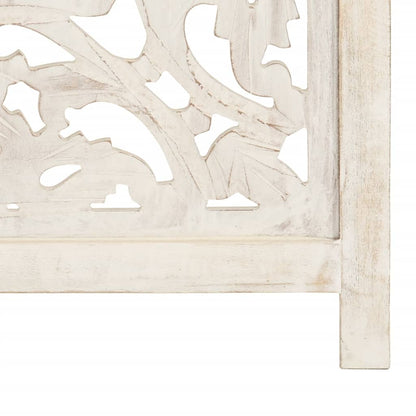 Hand Carved White Mango Wood 3-Panel Room Divider 120x165cm