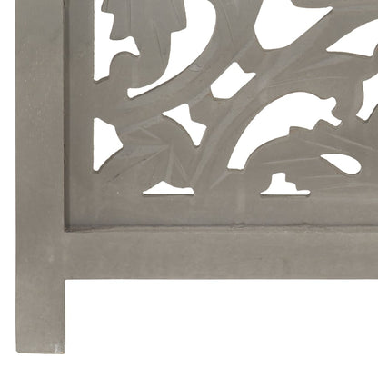 Grey 3-Panel Room Divider - Hand-Carved Solid Mango Wood Decor