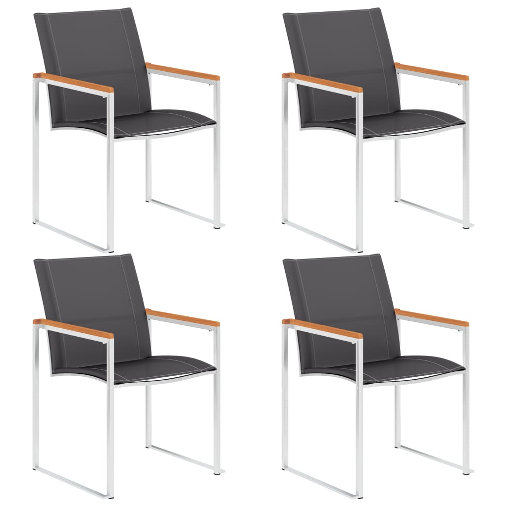 4-Piece Grey Garden Chairs Set - Textilene & Stainless Steel