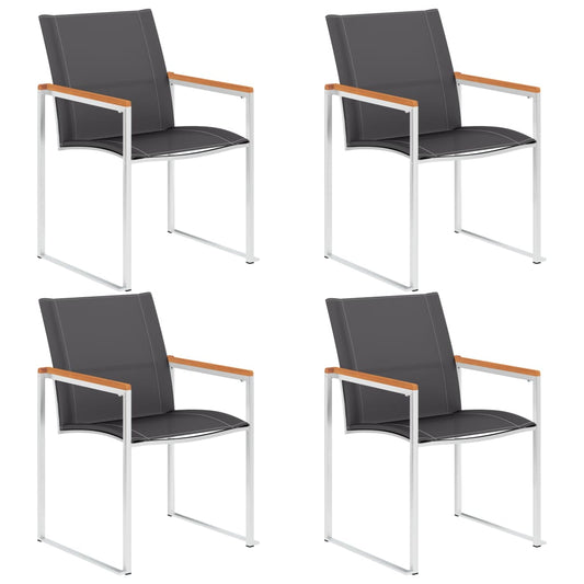 4-Piece Grey Garden Chairs Set - Textilene & Stainless Steel
