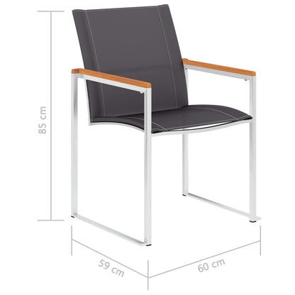 4-Piece Grey Garden Chairs Set - Textilene & Stainless Steel