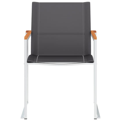 2 Grey Textilene & Stainless Steel Garden Chairs - Set of 2